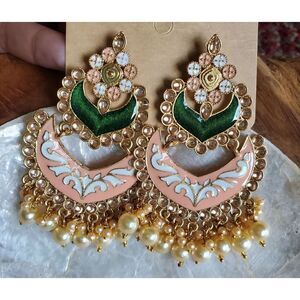 Indian style dangling meenakari Earrings